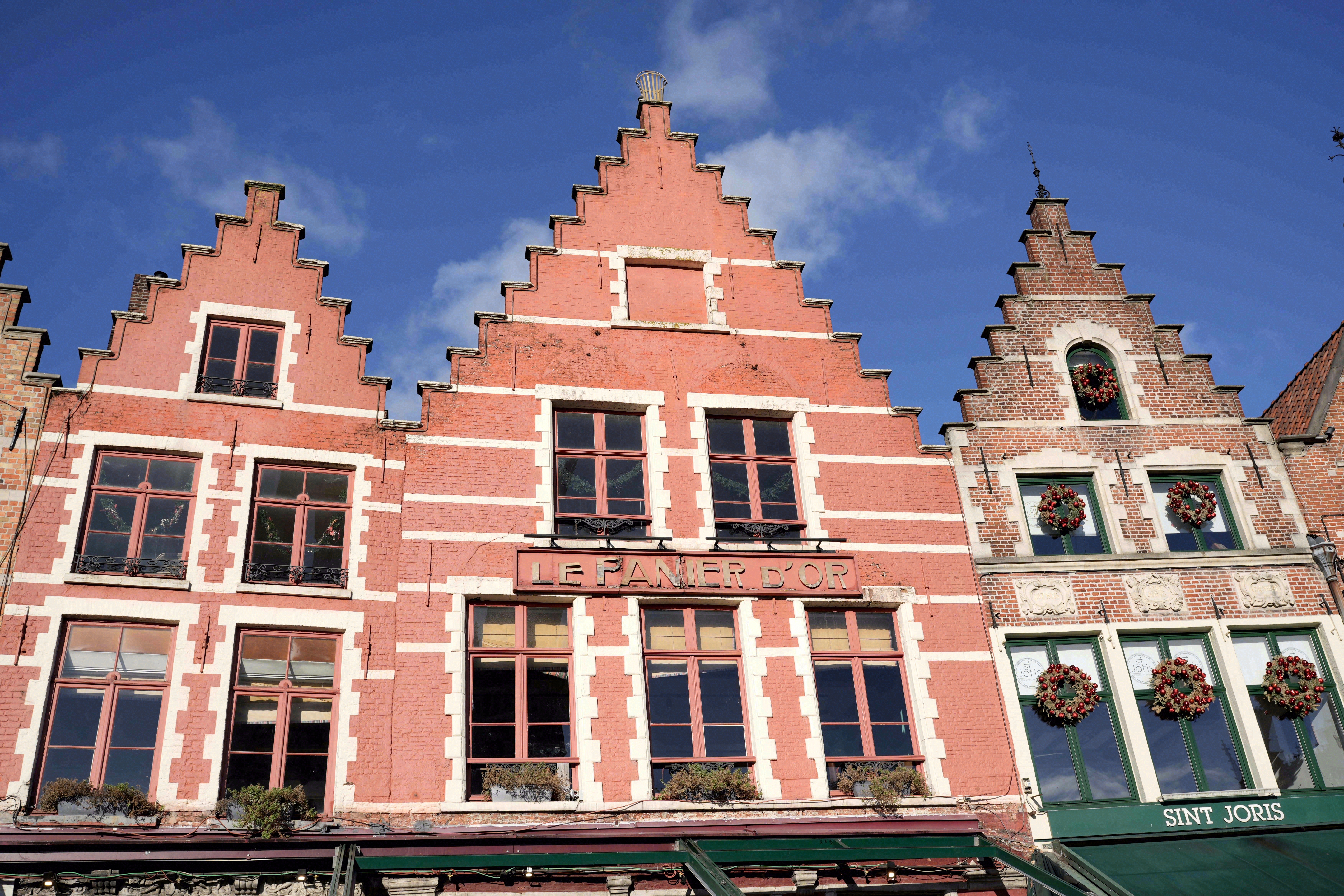 Gabled houses on the Market Square in Bruges
